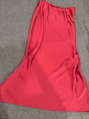 ASOS Red Satin Midi Slip Skirt